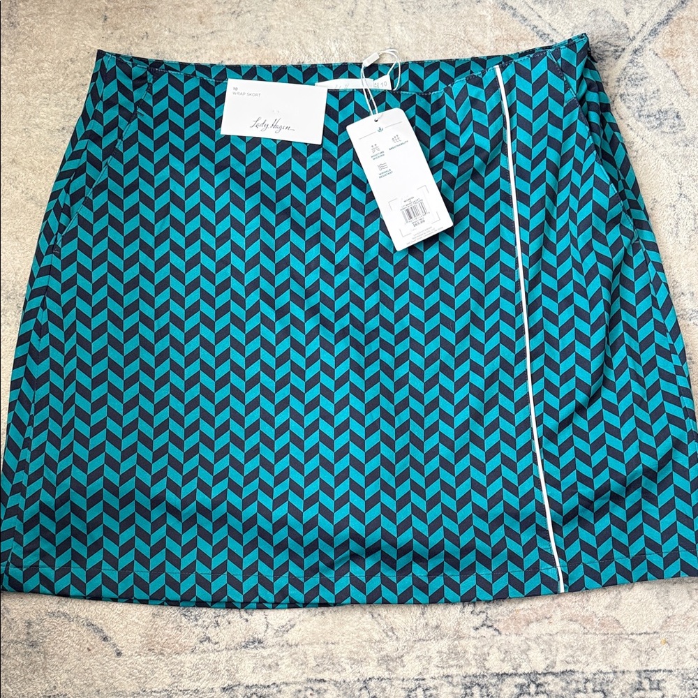 BNWT Lady Hagen Teal/Navy Herringbone Skort